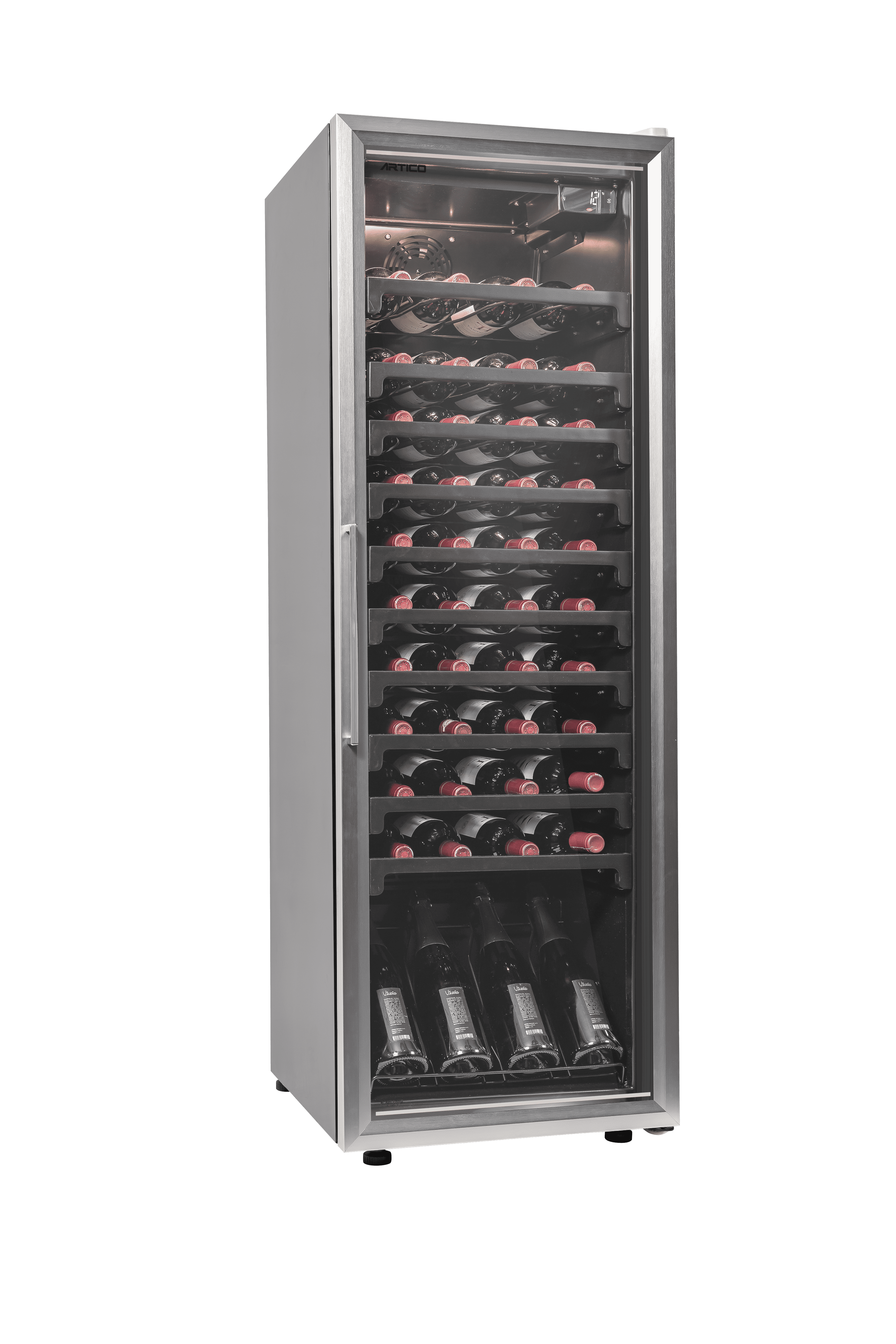 ARTICO Wine Cooler – Built-in or Freestanding, Smart Temperature Control, Ultra-Quiet Operation, LED Lighting, Modern Design (Stainless Steel, 45 Bottles)