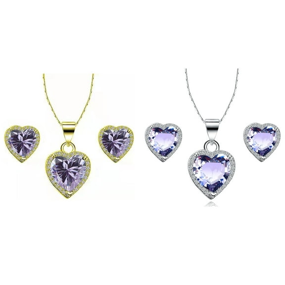 Bonjour Jewelers 10k Yellow and White Gold 4Ct Tanzanite Full Necklace Set 18 inch Plated