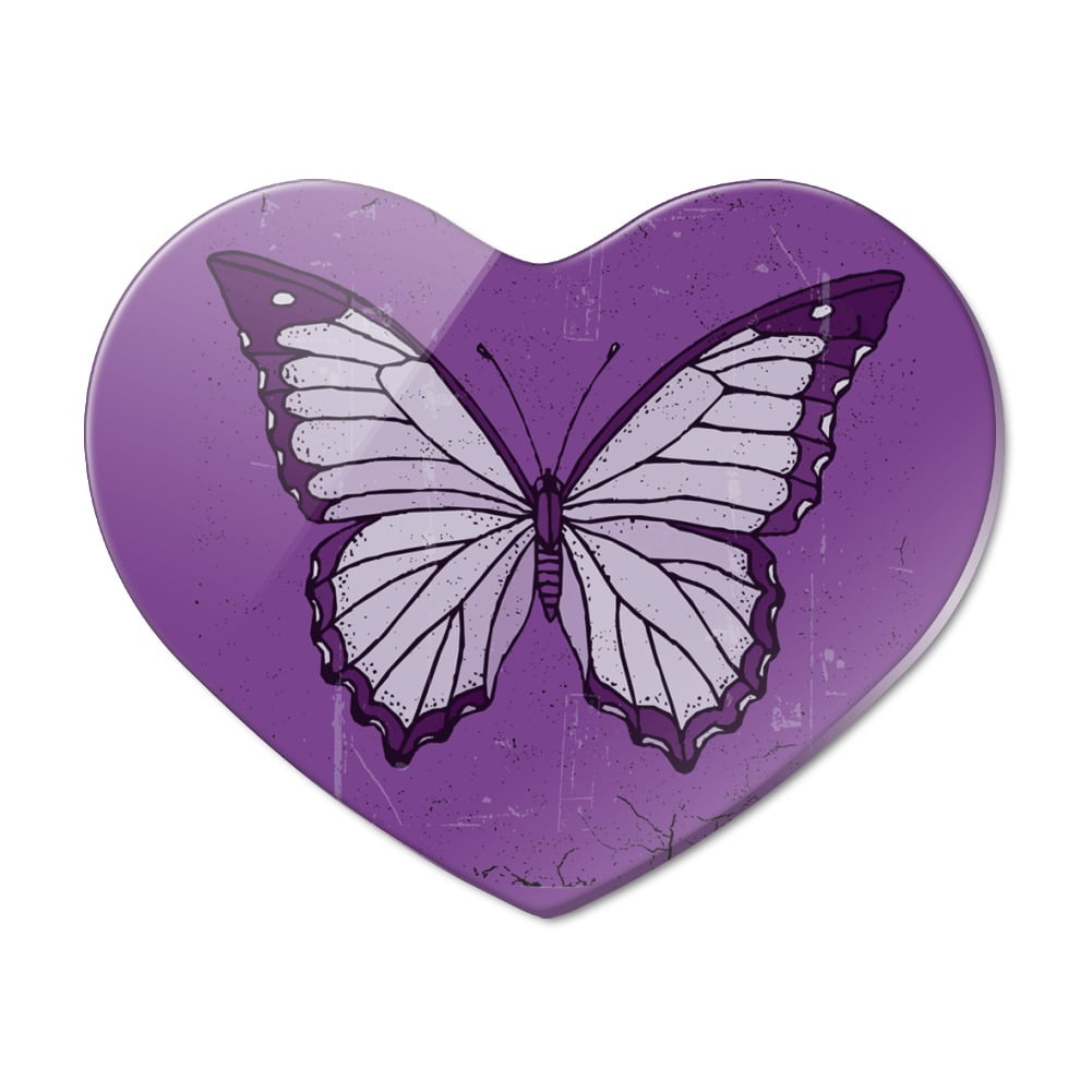 Butterfly Artsy Purple Heart Acrylic Fridge Refrigerator Magnet ...