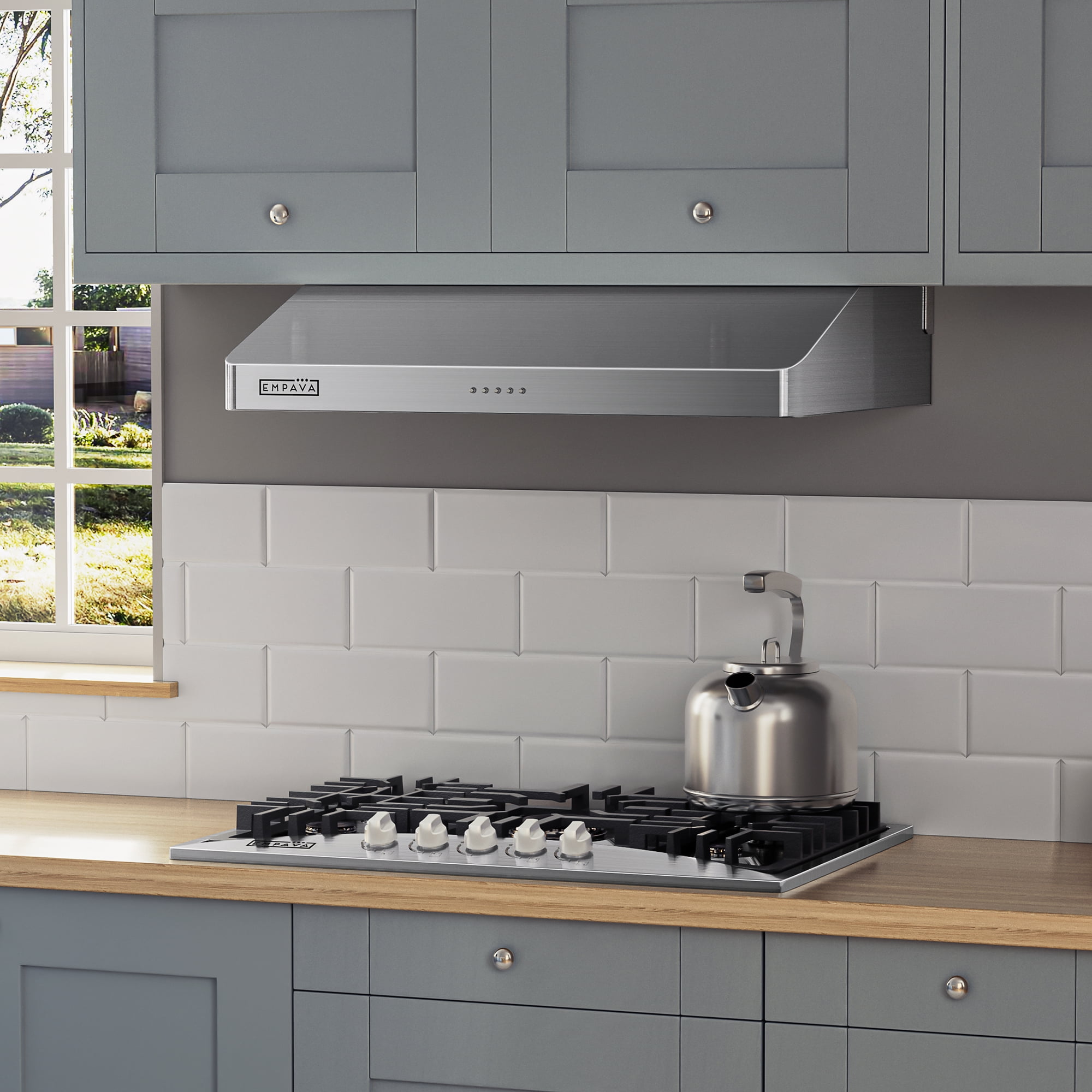 mpava 30 In. 500 CFM Ducted Under Cabinet Range Hood with Push Button Controls