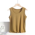 thumbnail image 5 of Blmnix Sleep Tops Womens Pajama Bamboo Pajamas Plus Size Pajamas Pajama Set Yellow Loose Crew Neck Sleeveless Regular Womens Pajama Sets Shorts,XL, 5 of 5