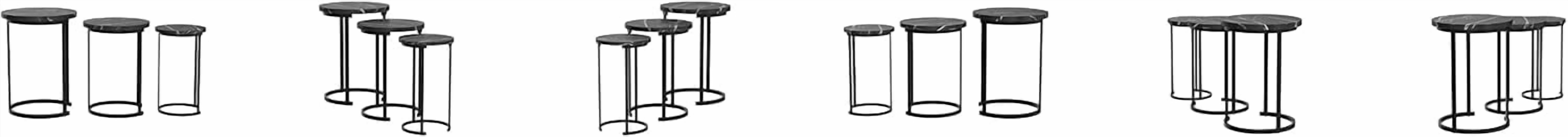 HYGRAD BUILT TO SURVIVE Set of 3 Round Wooden/Steel Nesting Side Stacking Sofa Side Coffee Tables, Small Space Coffee Tea Table for Hallway Living Room Bedroom, Home, Office