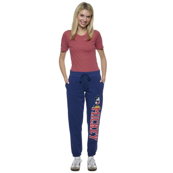 Womens Disney Mickey Mouse Jogger Pants Lounge Wear Pockets
