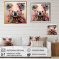 thumbnail image 4 of Designart "Floral Koala in Pink and Green IV" Animals Framed Wall Art Decor - Modern Pink Koala Entryway Framed Wall Art, 4 of 6
