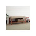 thumbnail image 3 of HomeStock Classic Charm Upholstered Entryway Bench with Tufted Padded Seat and Lower Storage Shelf for Shoes or Decor-Color:Beige, 3 of 4