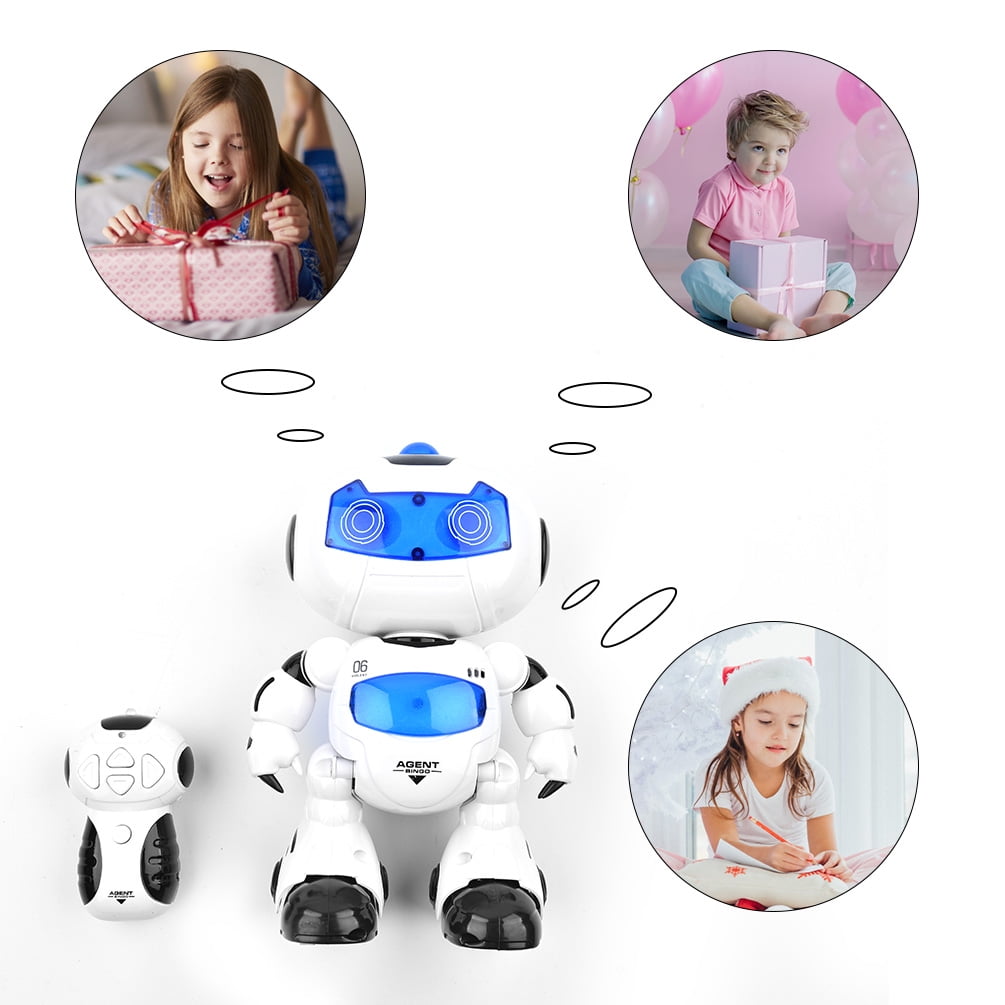 Lvelia Robot Toy for Kids, Intelligent Electronic Walking Dancing RC Robot Toys with Flashing Lights and Music, Blue