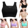 thumbnail image 5 of Musen Women's Sports Bra 2 Pack Lace Bralettes Seamless Padded Wirefree Bra for Yoga Fitness Running M-2XL, 5 of 14