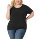 thumbnail image 1 of Camisas de punto de mujer de tallas grandes Agnes Orinda, de manga corta, cuello redondo, top casual negro 1X, 1 of 6