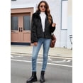 thumbnail image 5 of Women'S Winter Coats Fleece Cropped Jacket Faux Fur Long Sleeve Warm Outerwear Fall Clothes Black XL, 5 of 8