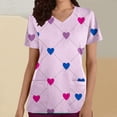 thumbnail image 2 of Samickarr Valentine's Day Printed Scrub Shirts For Women With Pockets Short Sleeve Nurse Uniform Scrubs Tops V Neck Working Uniform Protective Tops, 2 of 6