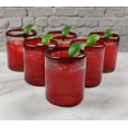 thumbnail image 6 of Hand Blown Mexican Drinking Glasses - Set of 6 Tumbler Glasses with Red Rims 10 oz each, 6 of 9
