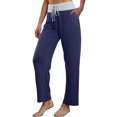 thumbnail image 4 of jjayotai Womens Pajama Pants, Soft Comfy High Waist Lounge Pants Stretch Casual Wide Leg Yoga Drawstring Trousers with Pocket, 4 of 9