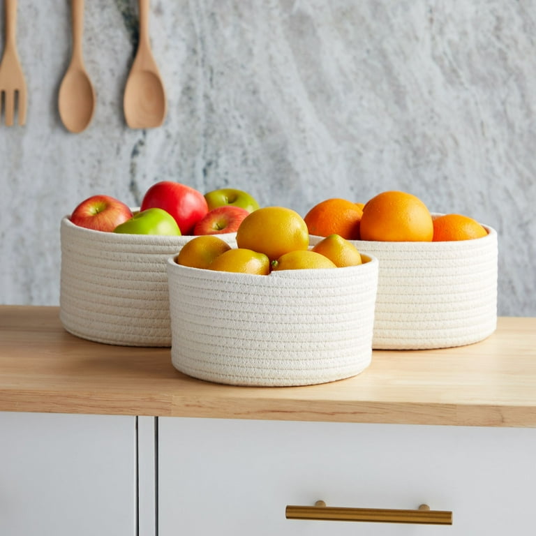 Farmlyn Creek Woven Baskets for Storage, Cotton Rope Bins in 3