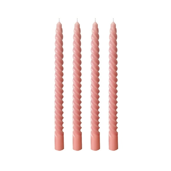 Virelaxpo 4 Pink Long Threaded Decorative Candle for Wedding Banquet Party Holiday 25cm Home Decor