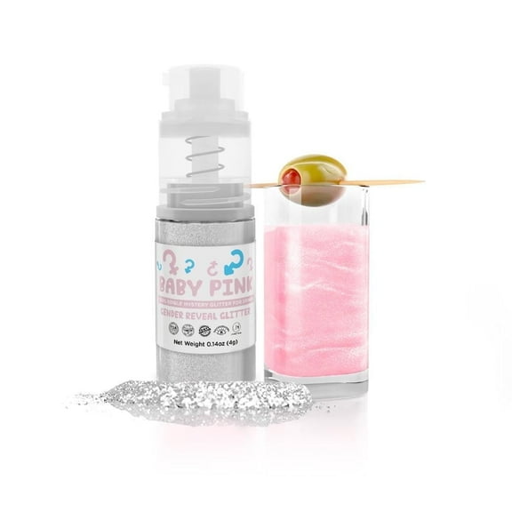 Brew Glitter - Baby Pink Color Changing Gender Reveal Edible Drink Glitter, 4g, 1x Mini Spray Pump