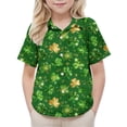 thumbnail image 1 of Blusa y camisa de manga corta con cuello vuelto, moderna e informal, con estampado del Día de San Patricio, con bolsillo, para uniforme escolar, para niños y niñas de 2 a 15 años., 1 of 7