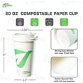 thumbnail image 3 of 20 oz Compostable Paper Cups with White Dome Lids and Wooden Stirrers - Biodegradable Disposable White Paper Coffee Cups PLA Lined - Eco-friendly Hot and Cold Drinking Cups (500), 3 of 4