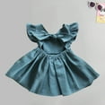 thumbnail image 5 of Edvintorg 2-7Years Girls Clothes 2025 New Summer Dress Cute Solid Color Backless Bow Cotton and Linen Beach Dresses Children's Princess Dress, 5 of 7