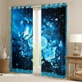 thumbnail image 2 of Rose Butterfly Window Curtains,Girls Butterfly 52"Wx84"L Curtains & Drapes Galaxy Glitter Stars Blackout Curtains,Aesthetics Rose Floral Butterflies Window Treatments 2 Panels Teal Blue Black, 2 of 6