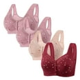 thumbnail image 1 of LOVZFMLL Bras for Women 4pc Woman's Comfortable Lace Breathable Bra Underwear No Rims Hot Pink XL, 1 of 4