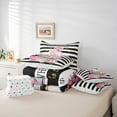 thumbnail image 6 of Manfei Women'S Perfume Twin Bedding Sets 7-Piece,Pink Flower Floral Bedding Comforter Set,White Black Lines Sheet Sets For Girls,Luxury Bedroom Decor,Reversible, 6 of 8
