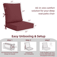 thumbnail image 3 of NOFFA 3 Set 20 x 20 x 4 inch Outdoor Chair Cushions for Patio Furniture for Wicker Chair, Water Resistant Removable Cover and Straps, Non-Slip Base, Red, 3 of 8