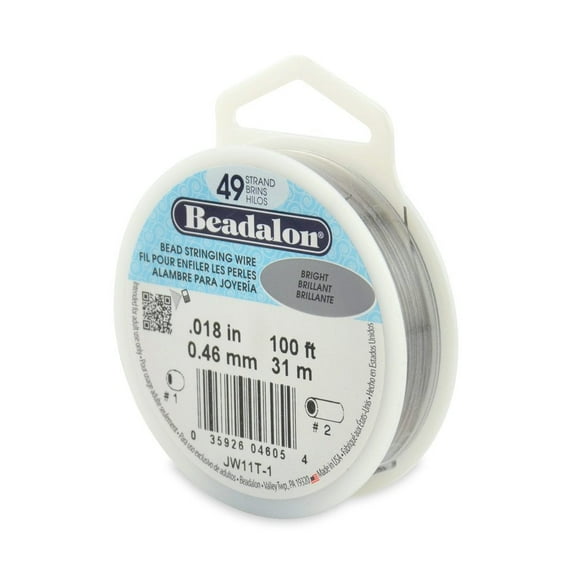 Beadalon Wire .018" 100ft Bright Silver Color 49 Strand