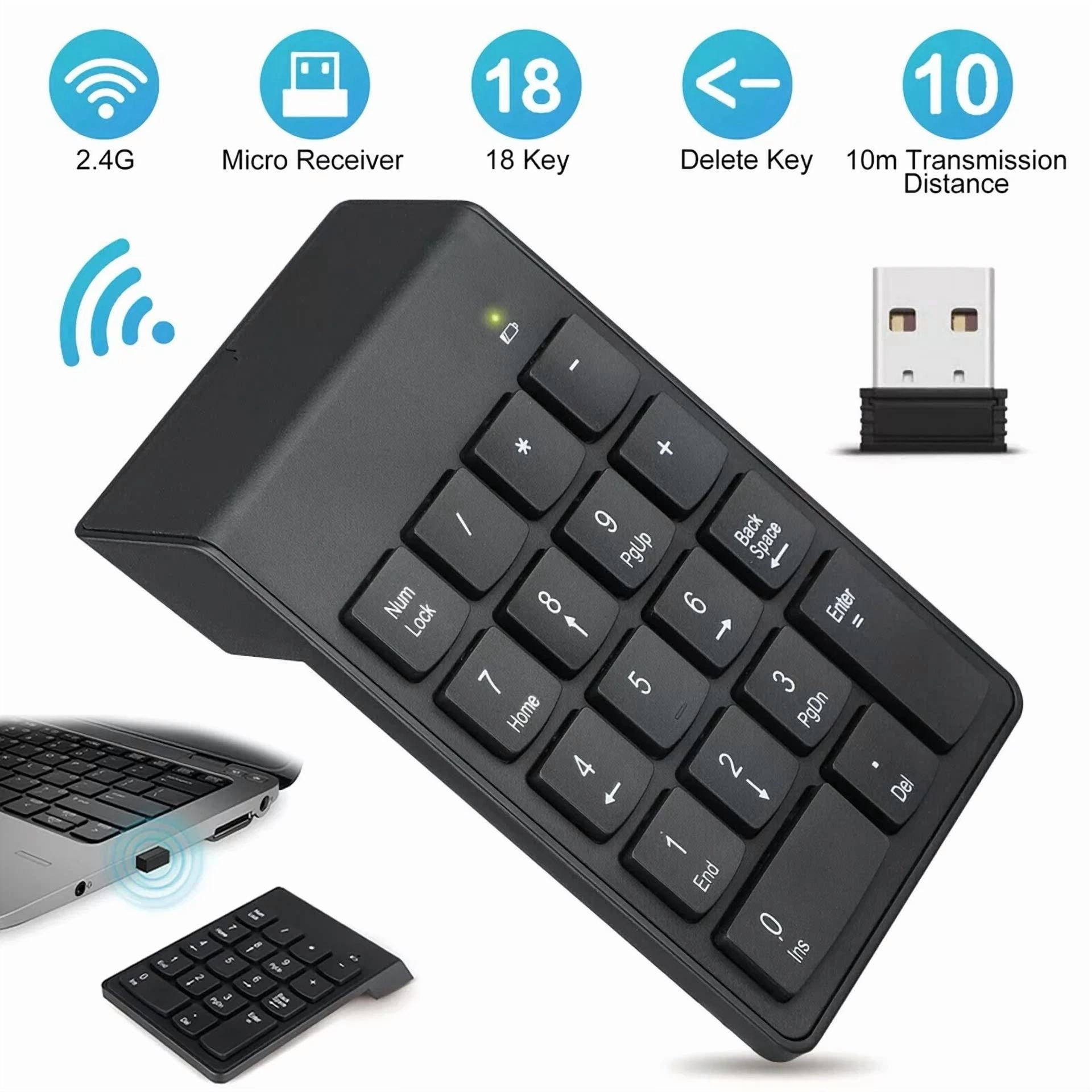 BUTTERFLY- Wireless Usb Number Keyboard For Laptop/Pc Gaming 2.4Ghz 33Ft Working Range