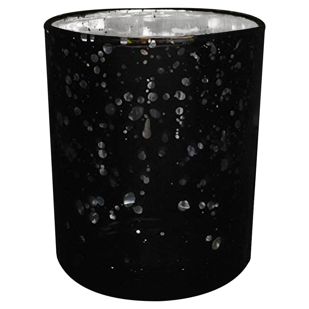 Just Artifacts Mercury Glass Votive Candle Holders 3-Inch Speckled Black  (Set of 6) - Mercury Glass Votive Candle Holders for Weddings and Home Décor