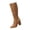 Khaki, variant on Suede Knee High Boots for Women Chunky Block High Heel Boots Round Toe Side Zipper Slouch Fashion Boot