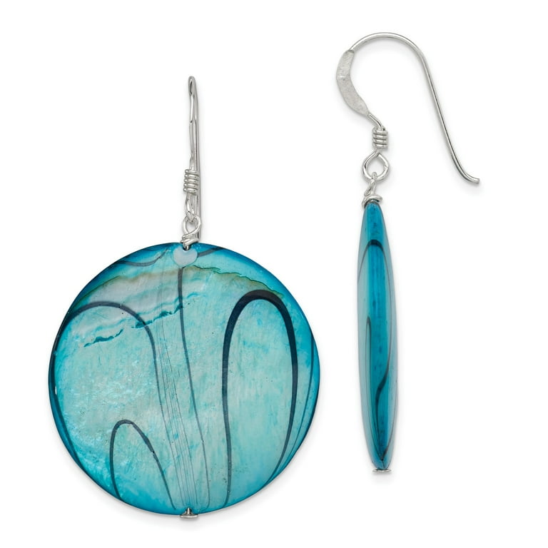 Blue disc earrings best sale