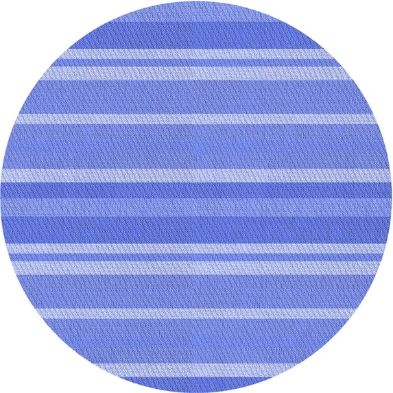 Ahgly Company Machine Washable Indoor Round Transitional Blue Ribbon Blue Area Rugs, 4' Round