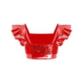thumbnail image 4 of Choomomo Sequin Flutter Sleeve Dance Crop Top for Girls Square Neck Sparkly Dance Top for Stage Show & Recital Red 16, 4 of 6