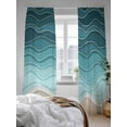 thumbnail image 3 of Ocean Waves Sheer Curtains 108 Inch Long 2 Panels, Abstract Spray Beach Turquoise Brown Gradient Light Filtering Rod Pocket Semi Sheer Curtains, Sheer Voile Drapes for Living Room Bedroom, 52"x108", 3 of 5