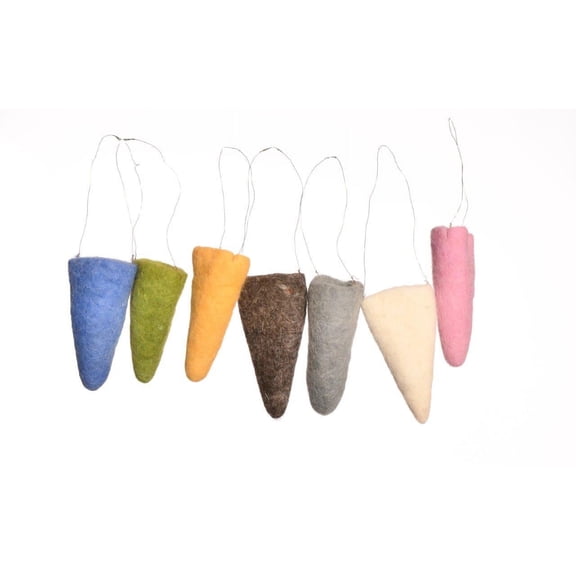 De Kulture Works New Zealand Wool Felted Cone, Set of 7 Needle Felted Corn Ornament, 4X1.5 (DH)