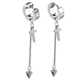 thumbnail image 4 of Pendientes de acero de titanio para hombre, con clip para la oreja, sin agujeros, sin perforaciones, para mujer, modernos, estilo hip hop, con borlas y cadena larga, 4 of 6