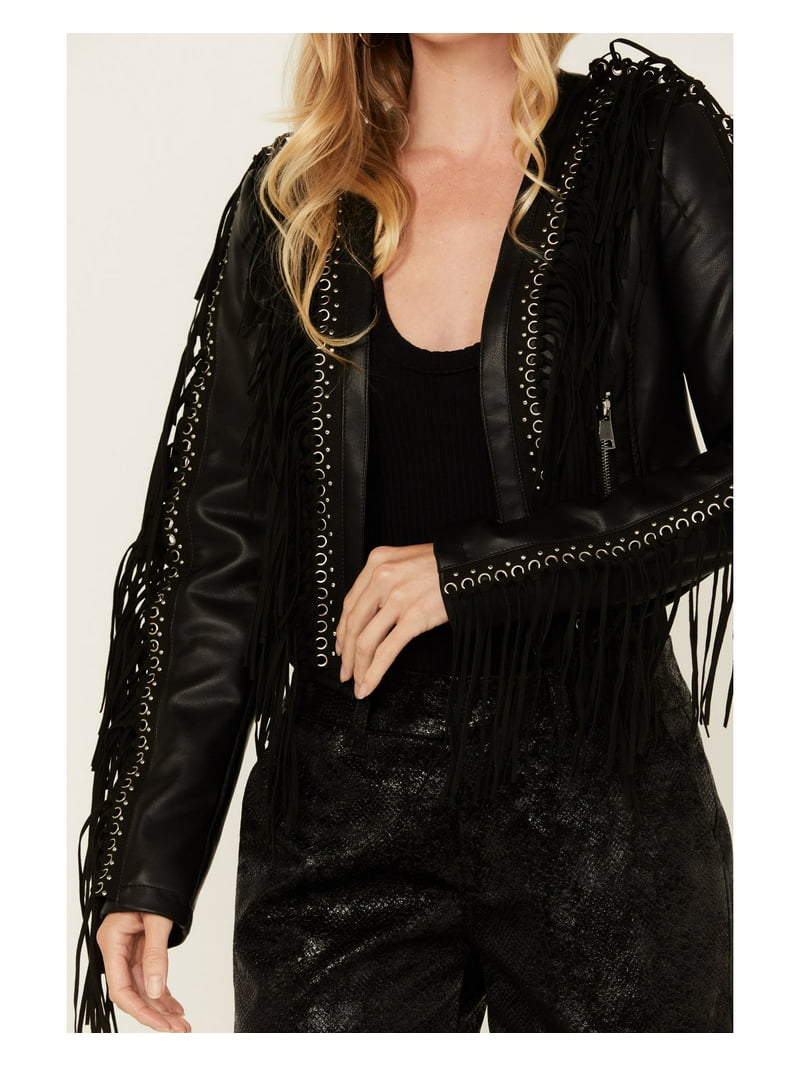 FRINGE FAUX LEATHER ジャケット Vegan Commando Fringe - Faux Leather Jacket with Fringe