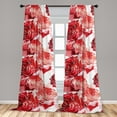 thumbnail image 2 of Rose Pattern Window Curtains, Fractal Silhouettes of Flowers Vintage with Rounds and Outlines Art, Lightweight Decor 2-Panel Set with Rod Pocket, Pair of - 28"x63", Dark Pink Blush White, by Ambesonne, 2 of 3