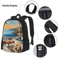 thumbnail image 5 of Naloa Coastal Style Garden Villa Print Large Capacity Backpack Lunch Bag Pencil Case Combination 3 Piece Set for Student, 5 of 8