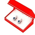 thumbnail image 4 of 1.25 Carat (ctw) 14K White Gold Round Blue Sapphire & White Diamond Ladies Halo Style Dangling Drop Earrings 1 1/4 CT, 4 of 4