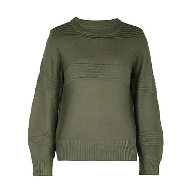 Gibobby Suéter térmico de manga larga Suéter casual de manga larga con cuello Rojoondo de color sólido para mujer para otoño e invierno (Verde, S)