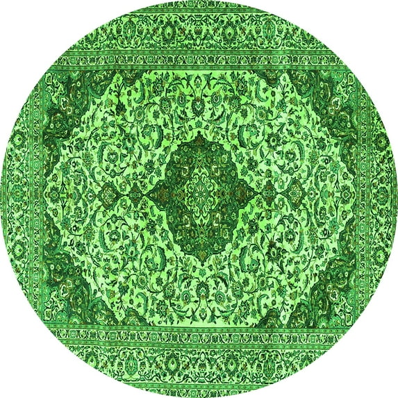 Ahgly Company Indoor Round Persian Green Traditional Area Rugs, 3' Round