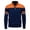 Orange, variant on Men's Striped Panel Knit Jacket, Stand Collar Full Zip Warm Outerwear, Raglan Sleeve Color Block Design, Ribbed Cuffs & Hem, Suitable For Daily Leisure Strolls Black M