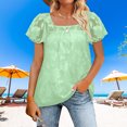 thumbnail image 4 of Tops De Encaje Tops de encaje para mujer, tops de verano con cuello cuadrado a la moda para ir de compras (verde L) Ygjytge para Mujer Verde T XXL, 4 of 6