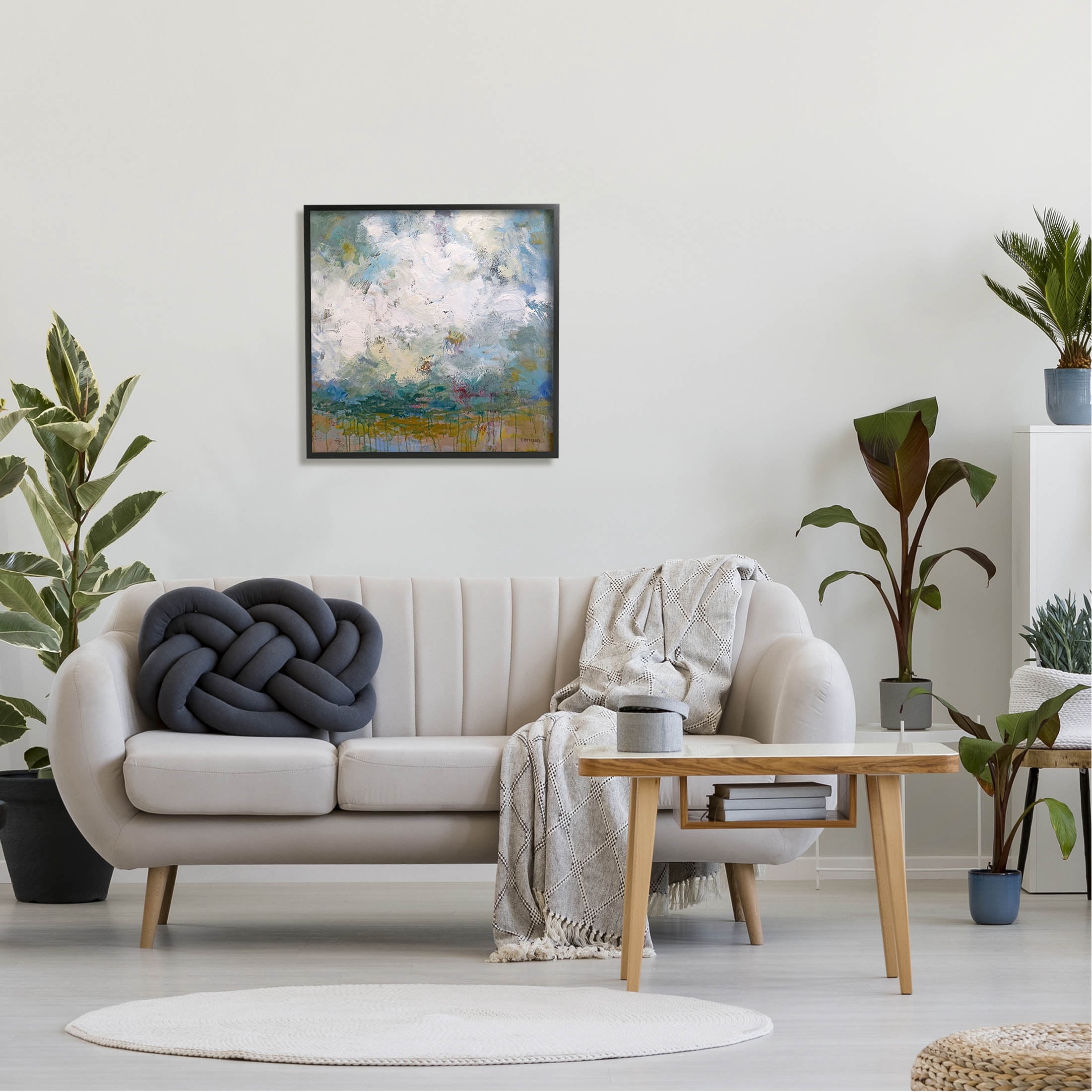 Stupell Industries Brushed Clouds Abstract Painting Painting Black Framed Art Print Wall Art, Design by Claire Cormany