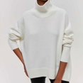 thumbnail image 1 of Suéter de manga larga de moda de otoño e invierno, suéter ligero y cómodo de cuello redondo, suéter de punto de color sólido para mujer, 1 of 5