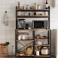 thumbnail image 3 of Bakers Rack with Power Outlet, Coffee Bar with Wire Drawer, Microwave Stand, Kitchen Buffet Table with Large Storage, 6-Tier Kitchen Storage Rack with Hutch for Dining, Living Room, Brown, 3 of 8