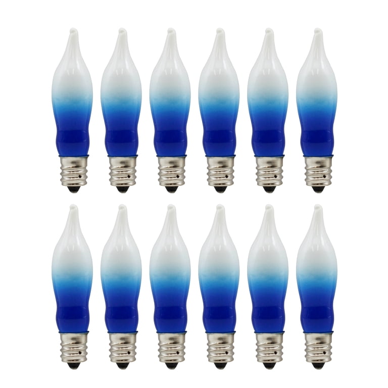 Blue & White Flame Tip Bulbs - 12 Pack for Menorahs photo 1