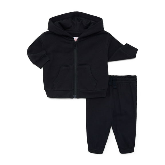 Wonder Nation Baby Boys Fleece Zip-Up Jacket and Joggers Set, 2-Piece, Sizes 0M-24M