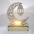 thumbnail image 2 of Ramadan Eid Wooden Plaque Ornaments LED Lights Table Display Decoration Islam Festival Party Supplies Lantern, 2 of 5